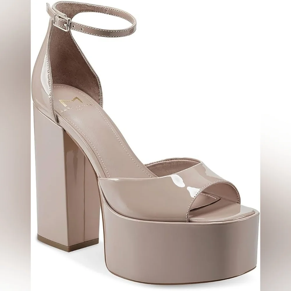 NWOB Marc Fisher LTD Womens Della Peep-Toe Platform Sandals Lt‎ Pink/taupe 9.5